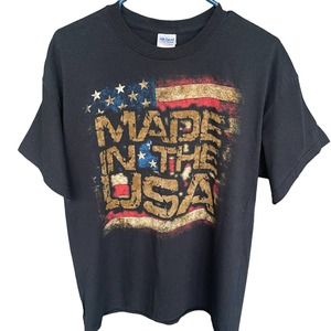 Novelty‎ Shirt Adult Large Blue Patriotic Flag Short Sleeve Gildan USA